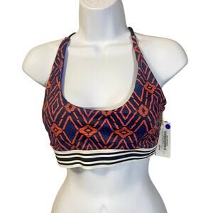 Sensi Graves NWT Deb Bikini Top Seychelles Blue Orange Ikat Pattern Sz L